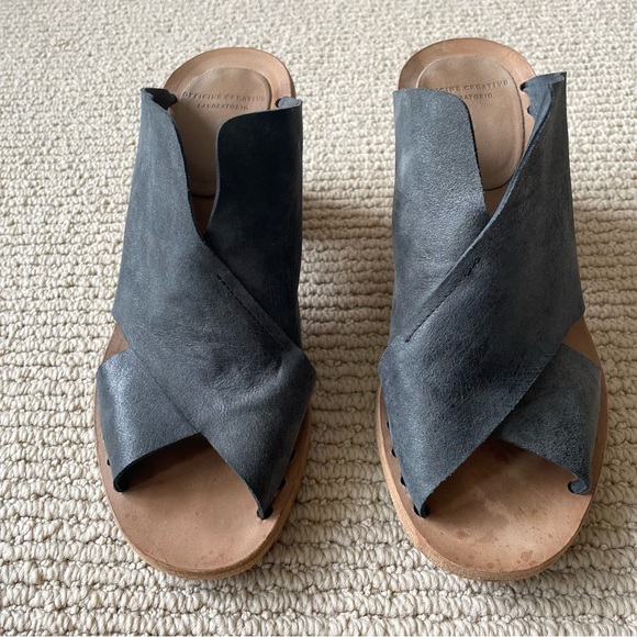 OFFICINE CREATIVE Leather Cross Strap Sandals in Grey Size 6.5 | IT 36.5 - Picture 4 of 14